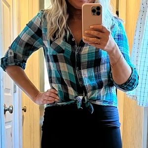 Light and Dark Blue Plaid Shirt.